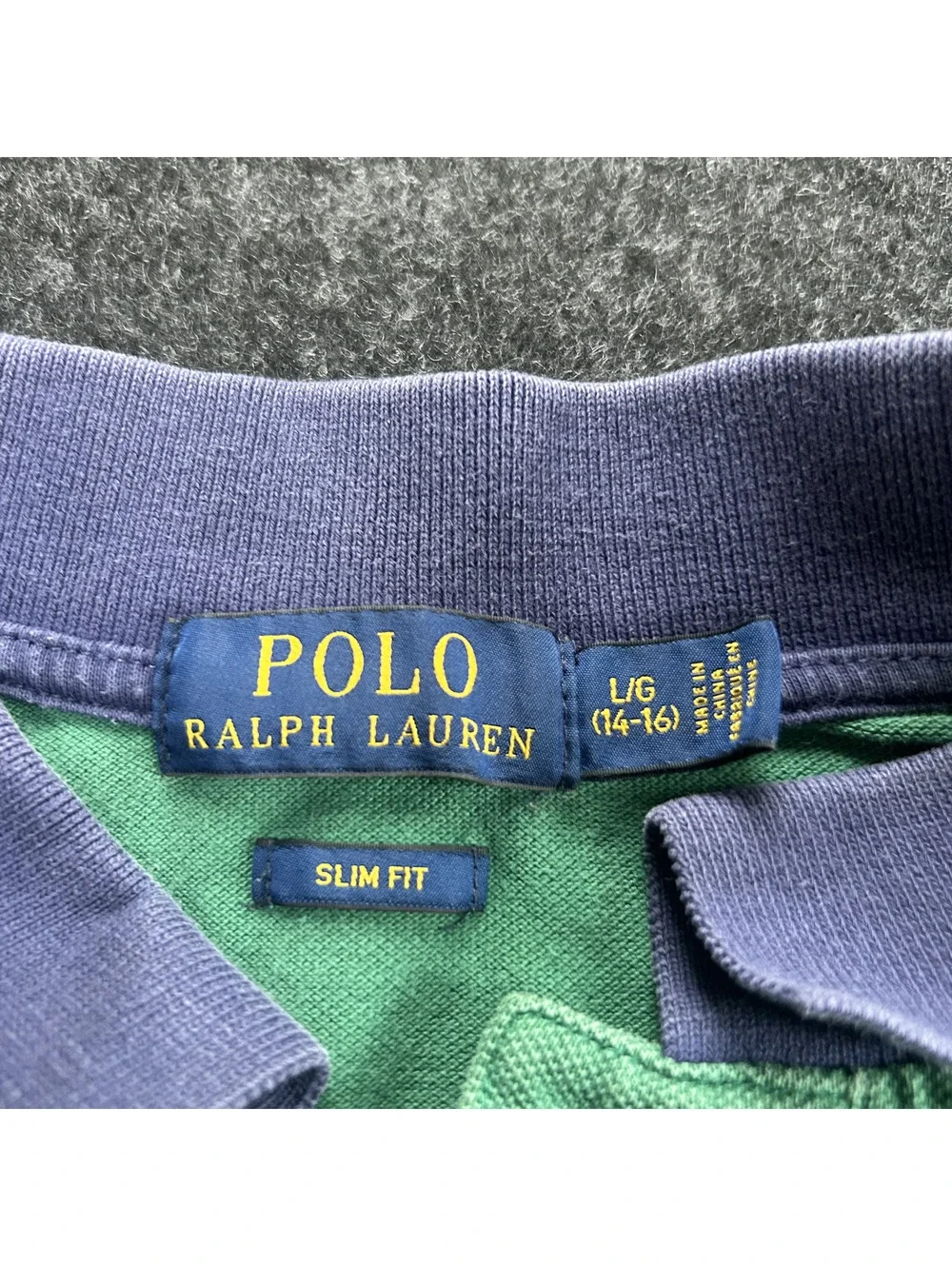 Polo Ralph Lauren Youth Large 14-16 Green Long Sleeve Polo Shirt Slim Fit